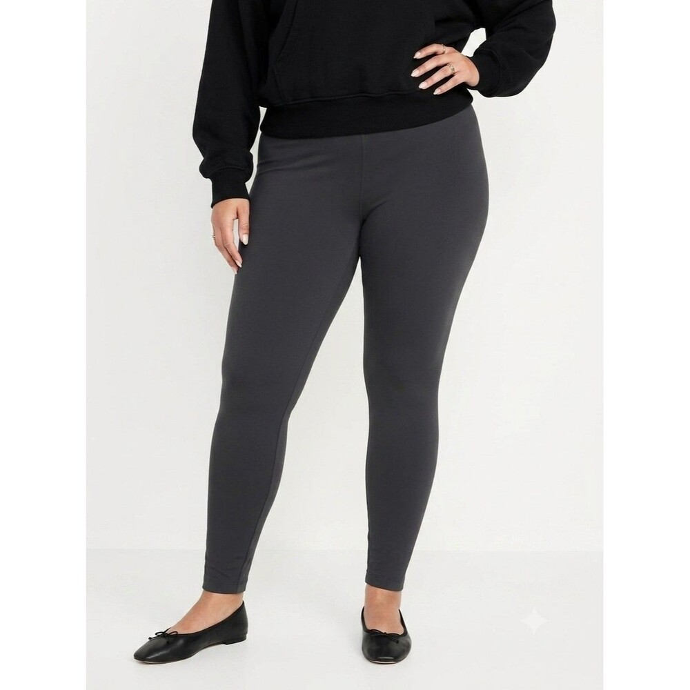 Old Navy High Waisted Fleece Lined Ankle Leggings Heather Gray Grey Size 2X